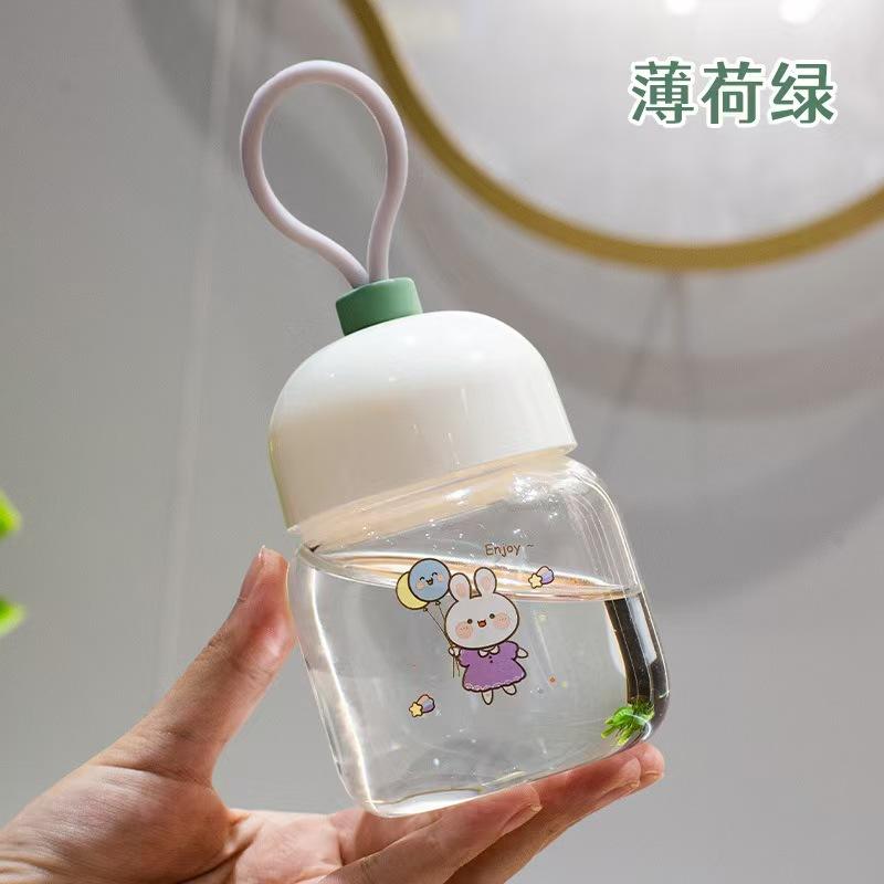 Water bottle high value portable portable plastic cup cartoon children's water cup cute mini lifting rope fat cup gift