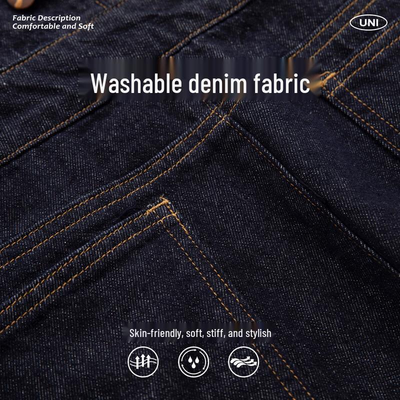 UNIFREE Contrast Denim A-Line Overall Dress