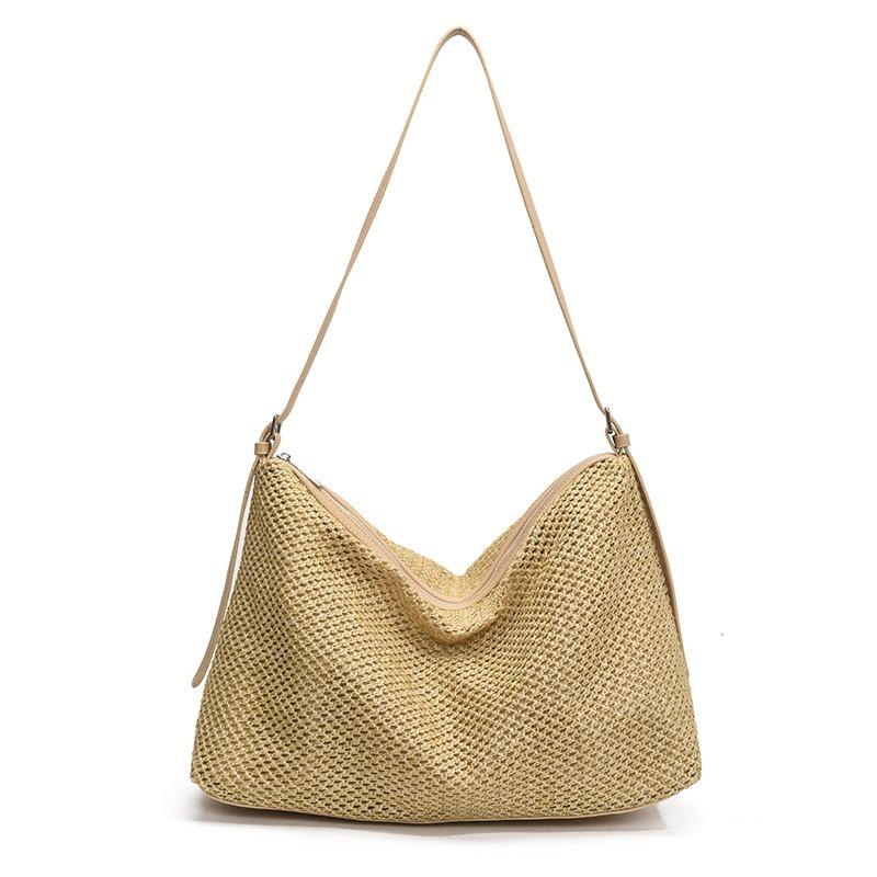 Large Capacity Straw Woven Bag Women's New Summer Versatile Beach Vacation Woven Tote Bag Messenger Bag
