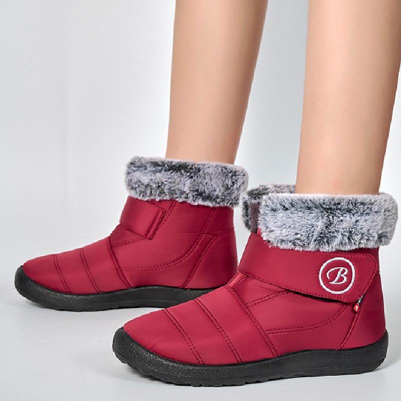 Übergroße Damenschuhe, Schneestiefel, plüschisolierte Baumwollstiefel, lässige, kältebeständige Baumwollschuhe mit flachem Boden, 36–43