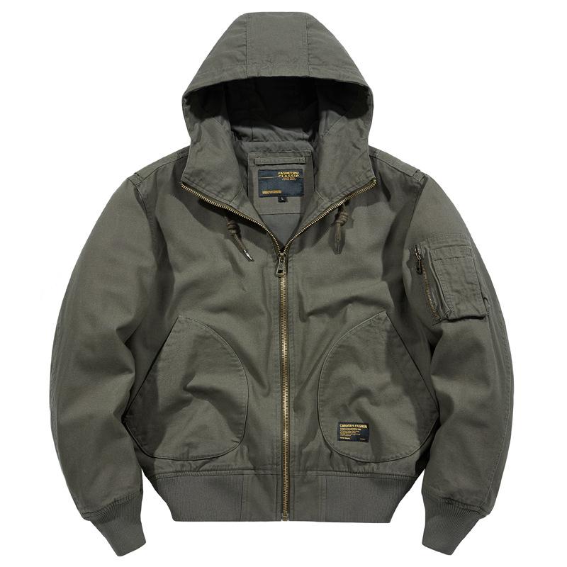 Мужская повседневная ветровка с капюшоном: Модная куртка-пилот на весну и осень