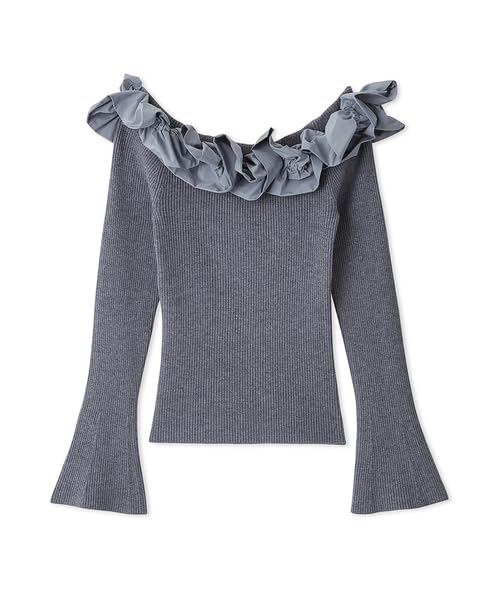 Lily Brown Voluminous Frill Knit Top LWNT245053 BLU Women's