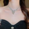 2 Pieces Water Drop Rhinestone Jewelry Set Inlaid Exquisite Necklace Earrings Set Shining Luxury Crystal Necklace Set Women