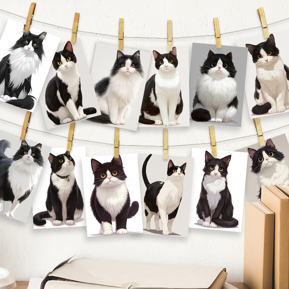 32pcs, Cow Cat Portrait Postcards, Cat Lovers, Room Decoration Stickers, Brochure Material, Souvenirs, Collectibles and Mailing
