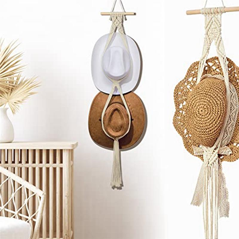 AEE4-Hat Hangers Boho Hat Rack Hat Hanger Back Of Door Hat Organizer Hanging Hat Decoration