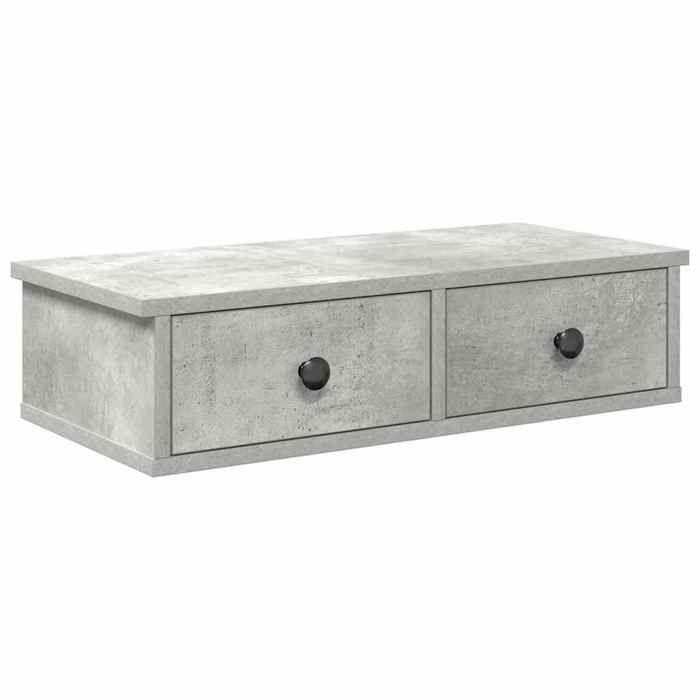 VidaXL Wall Shelf with Drawers Concrete Grey Engineered Wood, Wall Shelf with Cabinet, Wall Storage Unit, 859944