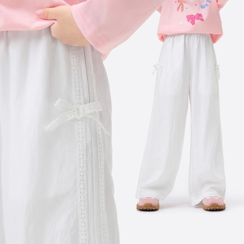 Xiaoyinman Girls Side Lace Bowknot Casual Pants 140