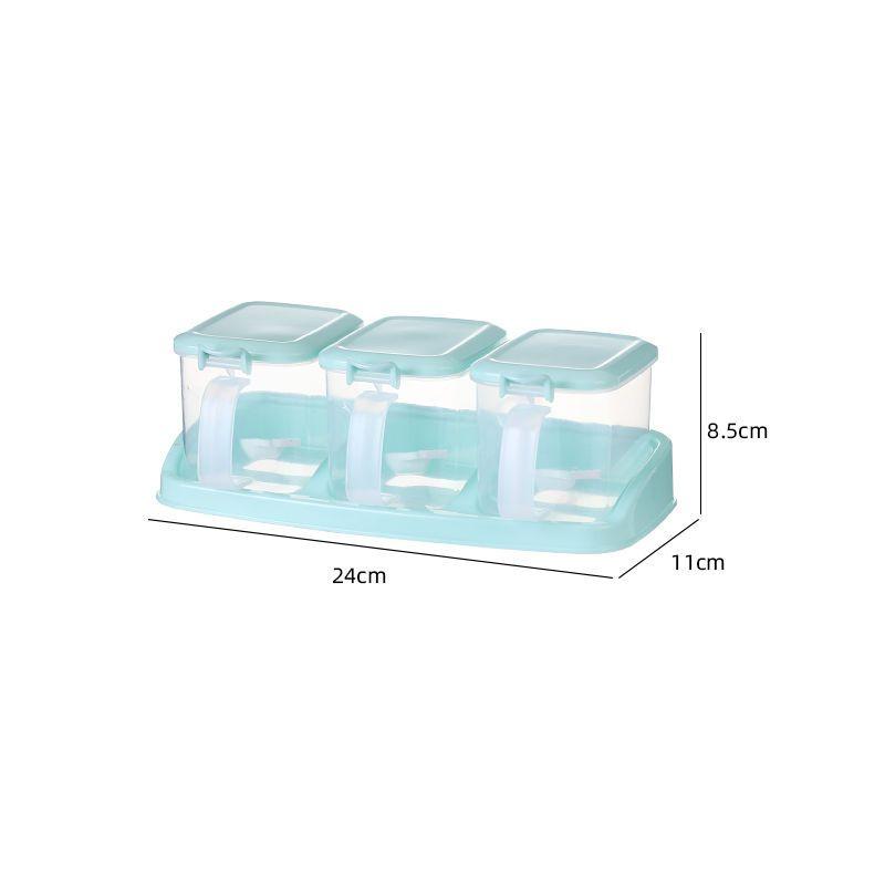 Household Plastic Condiment Box with Lid Moisture Proof Kitchen Portable Seasoning Storage Rack Spice Organizer Transparent Jar