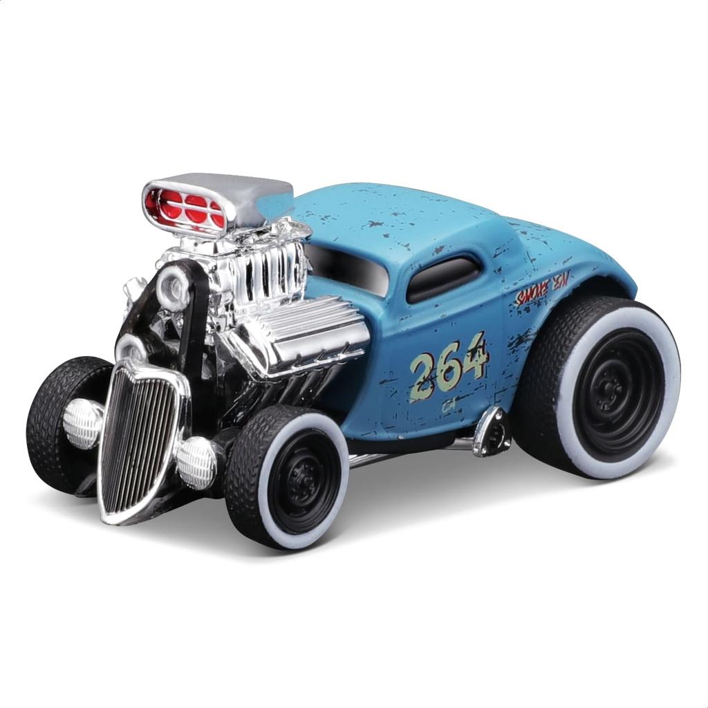 Maisto Scale Muscle Machines Muscle Transporter Diecast Model Car Ford COE 1932 Ford 3W Coupe Light Blue 1/64 (1950 / - 11533)