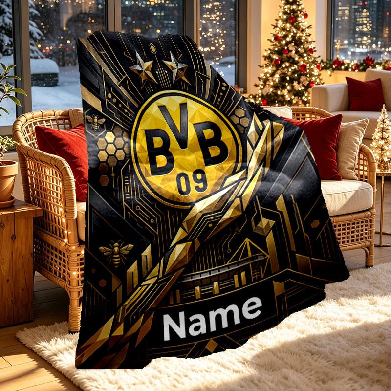 Custom Name Personalized Borussia Dortmund Bvb Print Blanket, Home Decor, Bedroom, Sofa, Camping, Couch, Gifts for Birthday Christmas