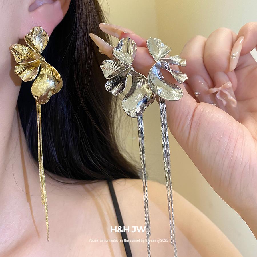 Floral Tassel Earrings Minimalist Luxury Ear Jewelry