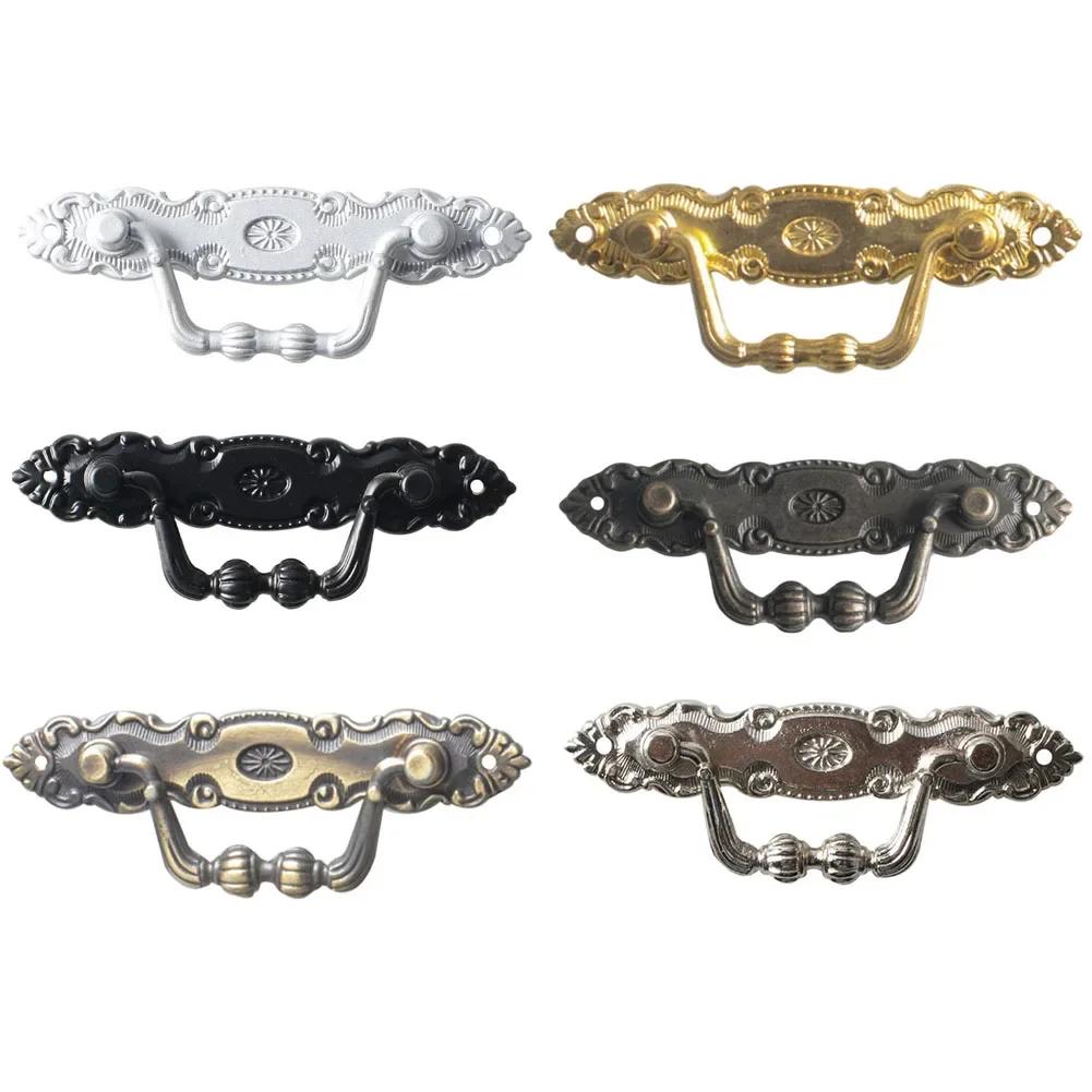 Retro European Door Handles Zinc Alloy Cabinet Handle Antique Furniture Wardrobe Drawer Knobs Cupboard Furniture Hardware