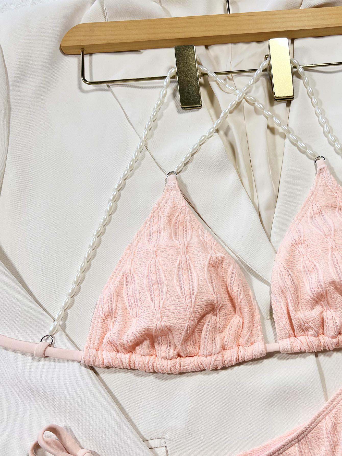 Микро бикини розовый сексуальный женский комплект бикини купальник бразильский купальный — фото 3