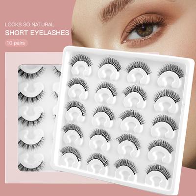 Neues Produkt, 10 Paar künstliche Wimpern, Nerz, gelockt, dick, Simulation natürlicher kurzer Wimpern