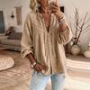 Women's Bohemian Lace Trim Cotton Linen Long Sleeve Blouse with Sleeves for Vacation Beach
