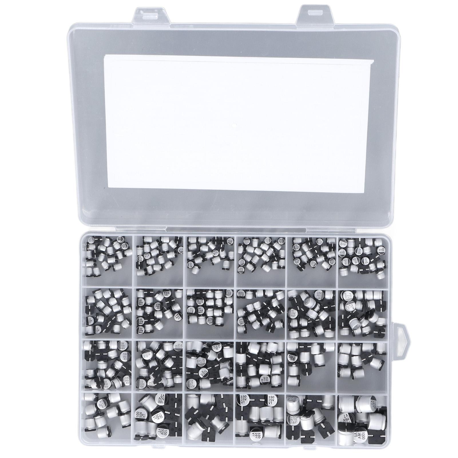 

400 шт. 24 номінали Електролітичний конденсатор Чорний SMD Алюмінієві електролітичні конденсатори Набір асортименту