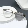 Blaulichtfilter Fotochrome Lesebrille Unisex Vintage Ovaler Rahmen Altersweitsichtigkeit Sonnenbrille für Draußen +4 0