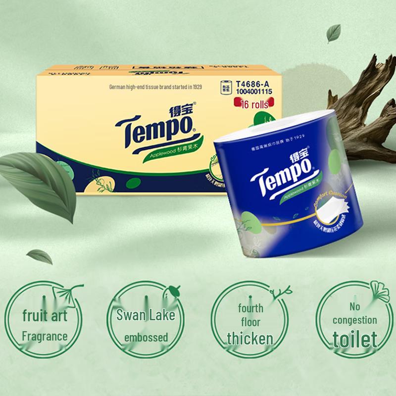 Tempo Applewood Scented 4-Ply Toilet Paper Rolls