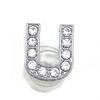 Charms Scarpe Diamante Strass Scintillante Lettera Argento Cristallo Alfabeto Decorazioni Scarpe Gioielli Slider Braccialetto Braccialetti