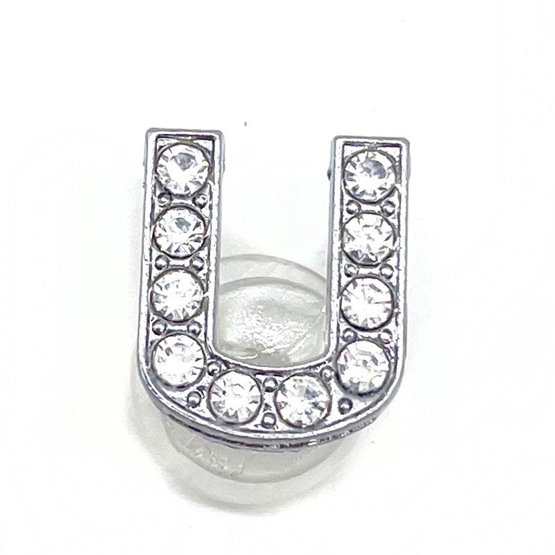 Charms Scarpe Diamante Strass Scintillante Lettera Argento Cristallo Alfabeto Decorazioni Scarpe Gioielli Slider Braccialetto Braccialetti