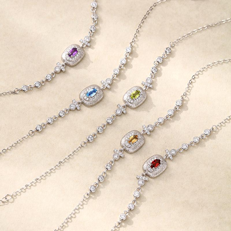 Natural stone hand jewelry S925 sterling silver bracelet women's light luxury niche does not fade exquisite and advanced sense