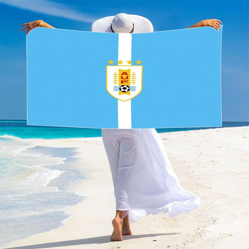 Uruguay Celeste Football Print Beach Towel, Large Soft Quick Dry Towel for Beach Camping Swimming