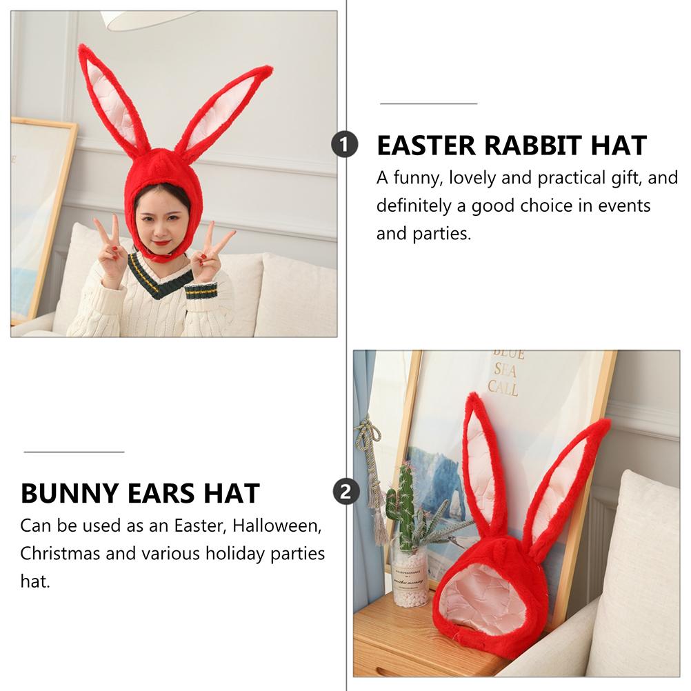 Osterhasenhut Requisite Hasenohren Plüschmütze Kleidung Beige Party Neuheit Kopfschmuck