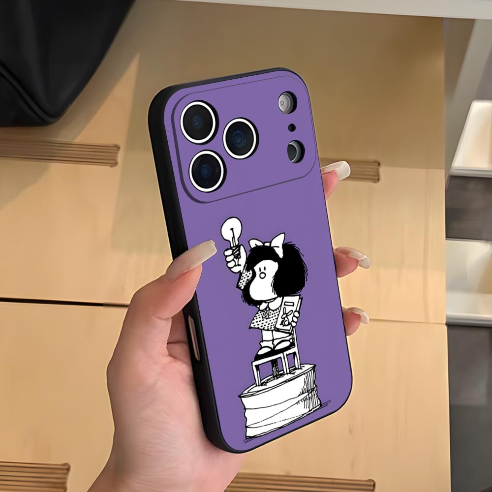 Anime M-Mafalda Phone Case For IPhone 17 Air 16 E Pro Max 15 14 13 Mini 12 Pro 11 Max Plus Black Soft Shell