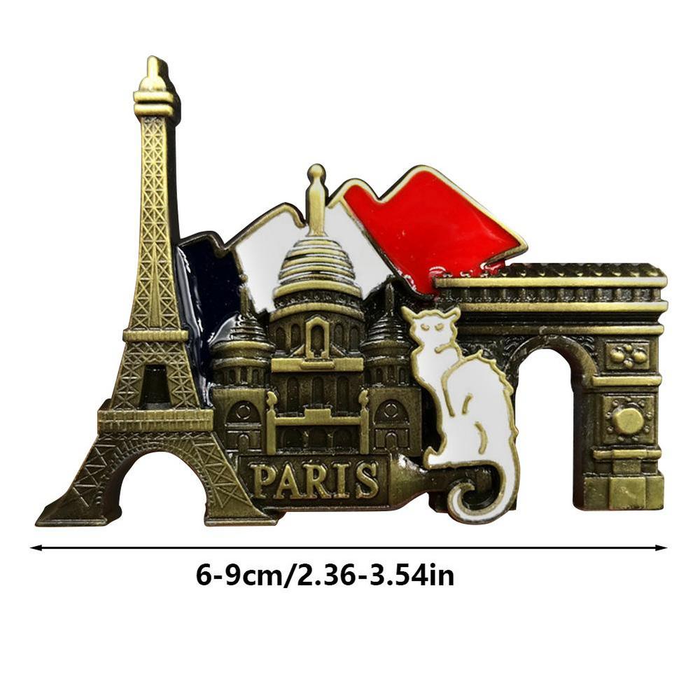 3D Stereo French Paris Metal Fridge Magnets Retro Resin Magnetic French Paris Refrigerator Sticker Tourist Souvenir Home Decor