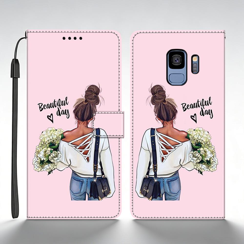 Pro Samsung Galaxy S9 Plus Pouzdro Kožené Flip Peněženkové Pouzdro Pro Samsung S9 GalaxyS9+ Zadní Kryt Tištěná Motýlí Kočičí Skořápka Funda