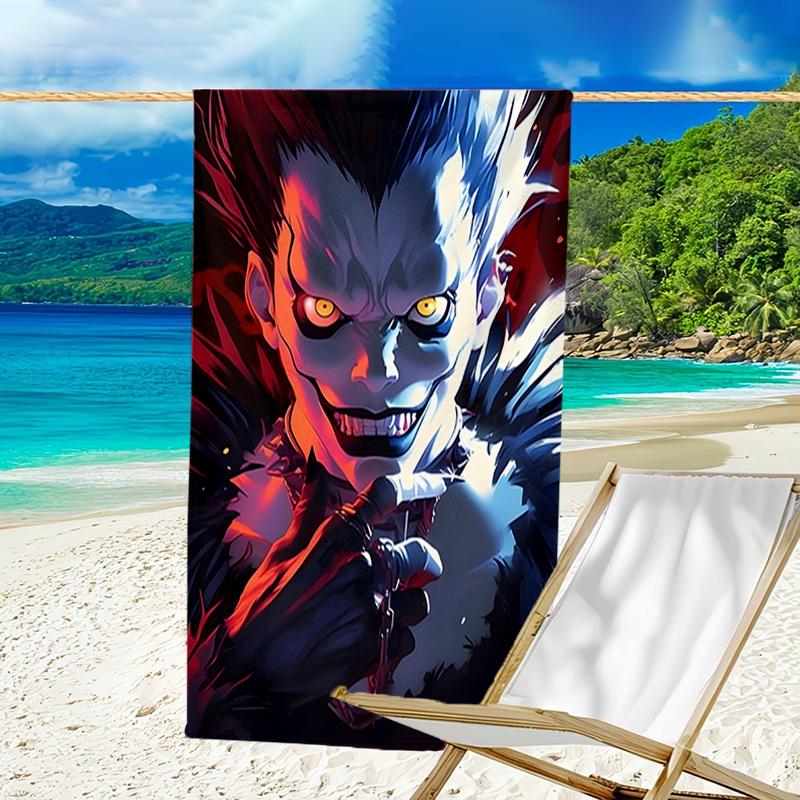 1pc D-Death Note1 Beach Towel, Beach and Seaside Swimming Pool Equipment, Fashion Pattern, Rectangular, Travel Essentials