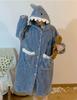 Tzrcyc Shark Romper Overalls, Thick and Cute Winter Pajamas, Long Sleeves, Warm Sleepwear, Fluffy, Perfect for Spring, Autumn, and Winter (Blue)