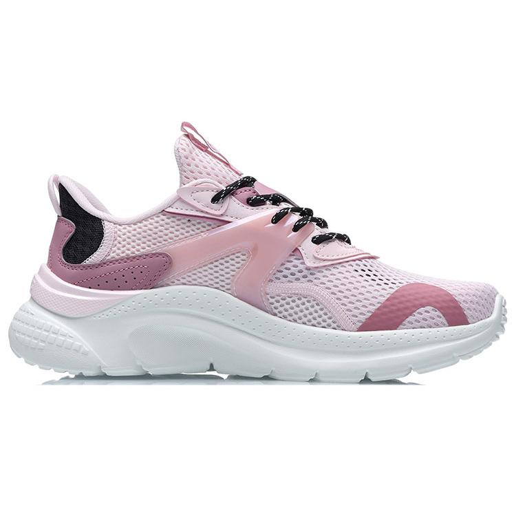 Li Ning Liuyun Slip Resistant Abrasion Resistant Low Top Running Shoes Women's White Pink AGLR036-2