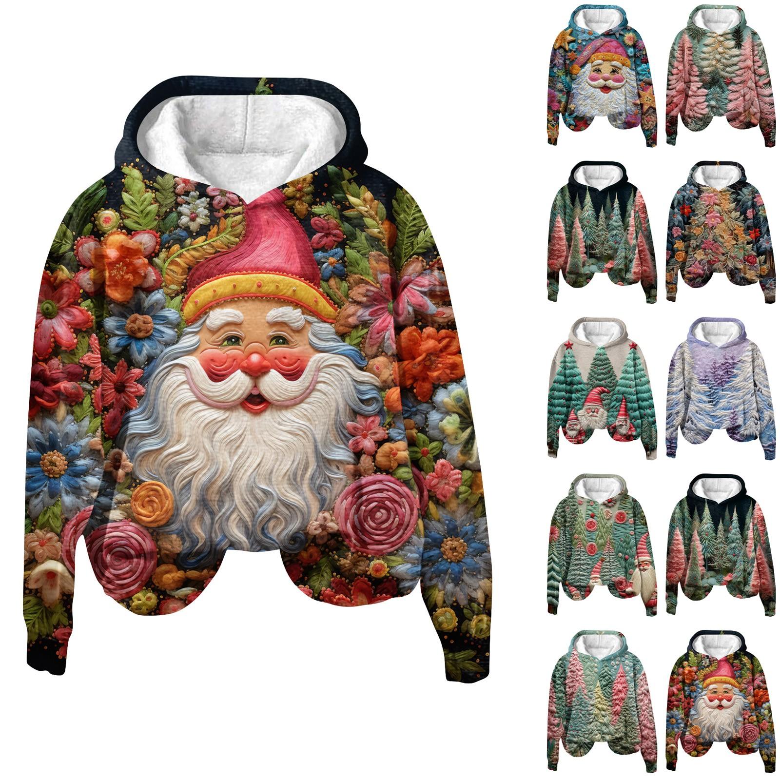 

Женская модная 3D-печать с рождественским принтом и длинными рукавами, свободная толстовка с капюшоном, топ M красный