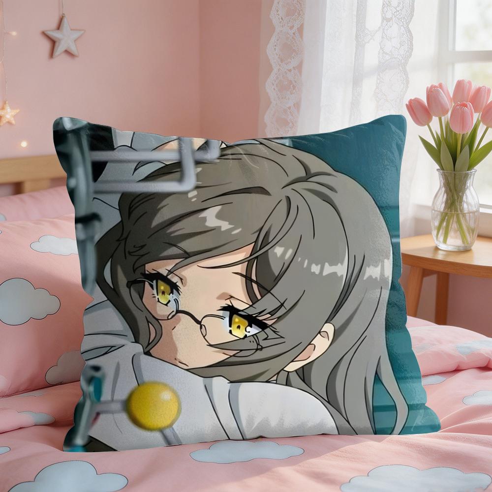 Mai SakurajimaS Anime Prints Cushion Cover Square Short Plush Pillow Case Living Room Sofa Home Decor Funda X
