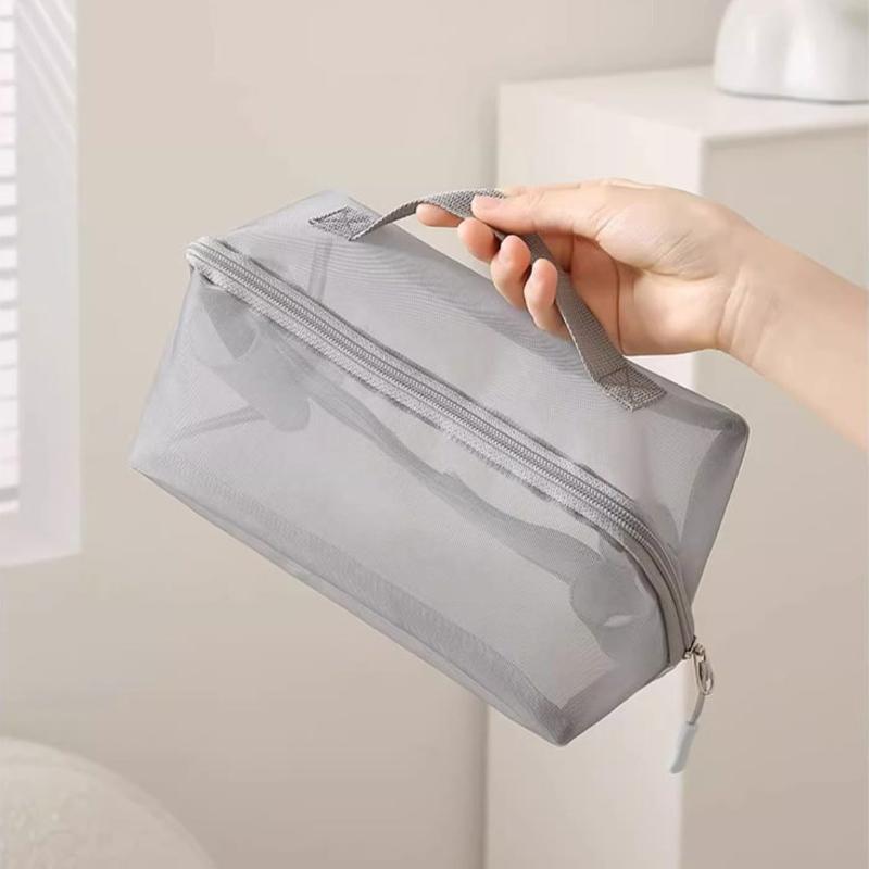 Transparente Kosmetiktasche aus Netzstoff, klein und groß, schwarz, Make-up-Tasche, tragbarer Reise-Kulturbeutel, Aufbewahrungstasche für Lippenstifte