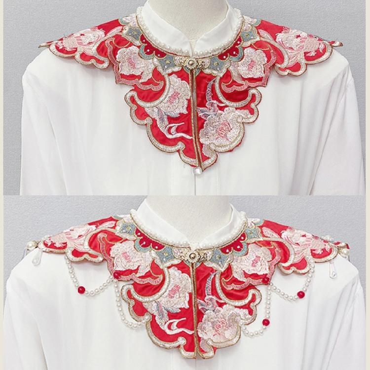Chinese Embroidered Floral False Collar for Girl Sweater Dress Clothes Decorative Collar with Tassels Sewing Applique