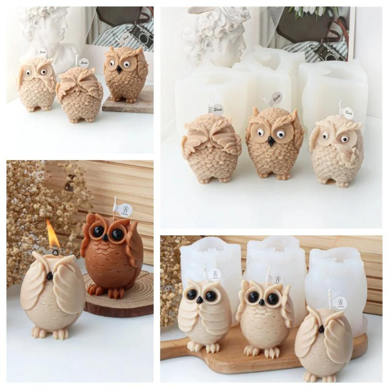 Silikonowe Formy do Świec w Kształcie Sowy dla Żywicy Epoksydowej i Wosku - Unikalne Kształty Zwierząt Formy do Rękodzieła na Prezent Świecowy Dekoracja