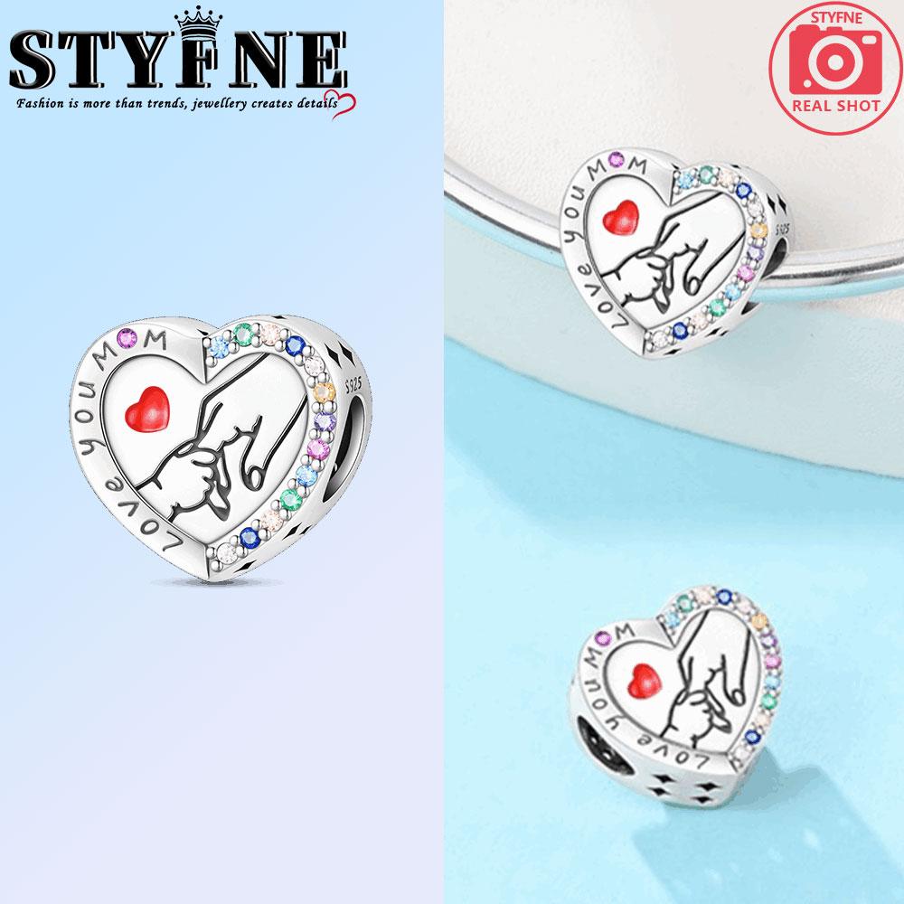 Copper Happy Fanmily Holding Hands Heart Charms Beads Fit Original Bracelet Necklace Fine Jewelry Women Diy Gifts