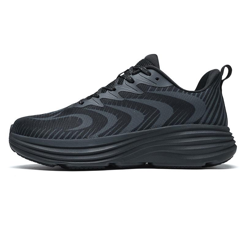 Men's Wide Toe Flyknit Running Shoes - Breathable, Shock Absorbing, Thick Sole Sports Sneakers