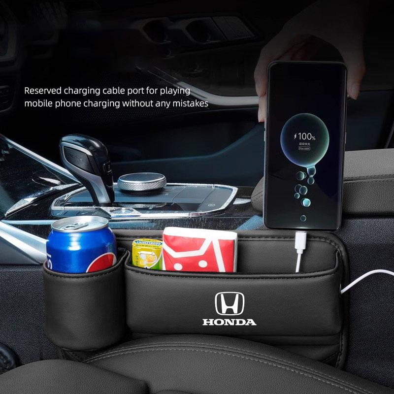 ATX4 Multifunction Leather Storage Box Car Seat Gap Organizer Cup Holder For Honda Civic Fit Accord City Vezel CR-V S660 Odyssey HR-V