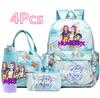 4Pcs/set Cartoon K-Pop Demon Hunters Printed Backpack Handbag Pencil Case with 750Ml Water Bottler for Teenager Boy Girl Large Capacity Schoolbag
