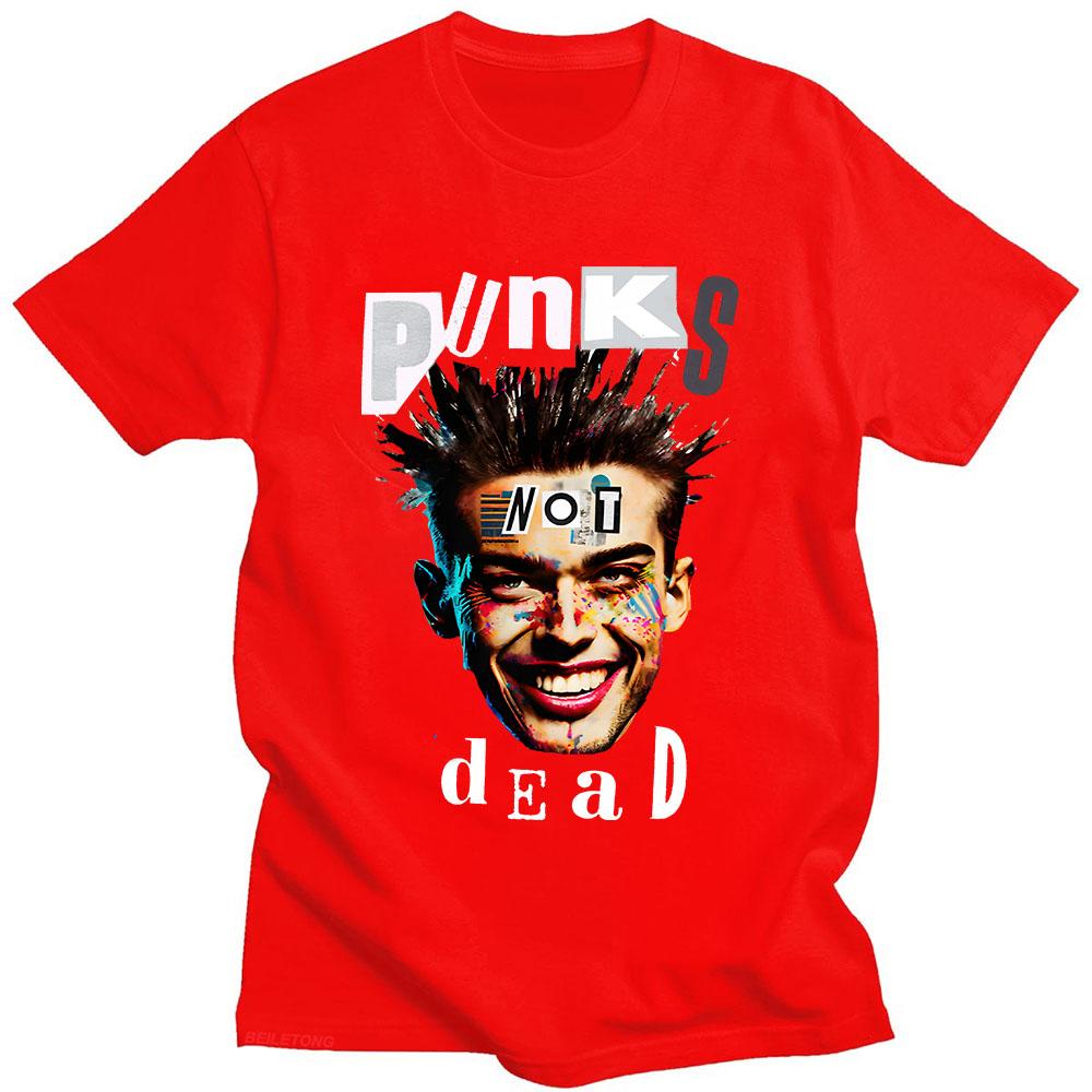 Funny Punks Not Dead T Shirt Funko Pop O-neck Hip Hop Tee-shirt Graphic Printing Punk Cotton Tshirt Ropa Hombre Fashion Clothing