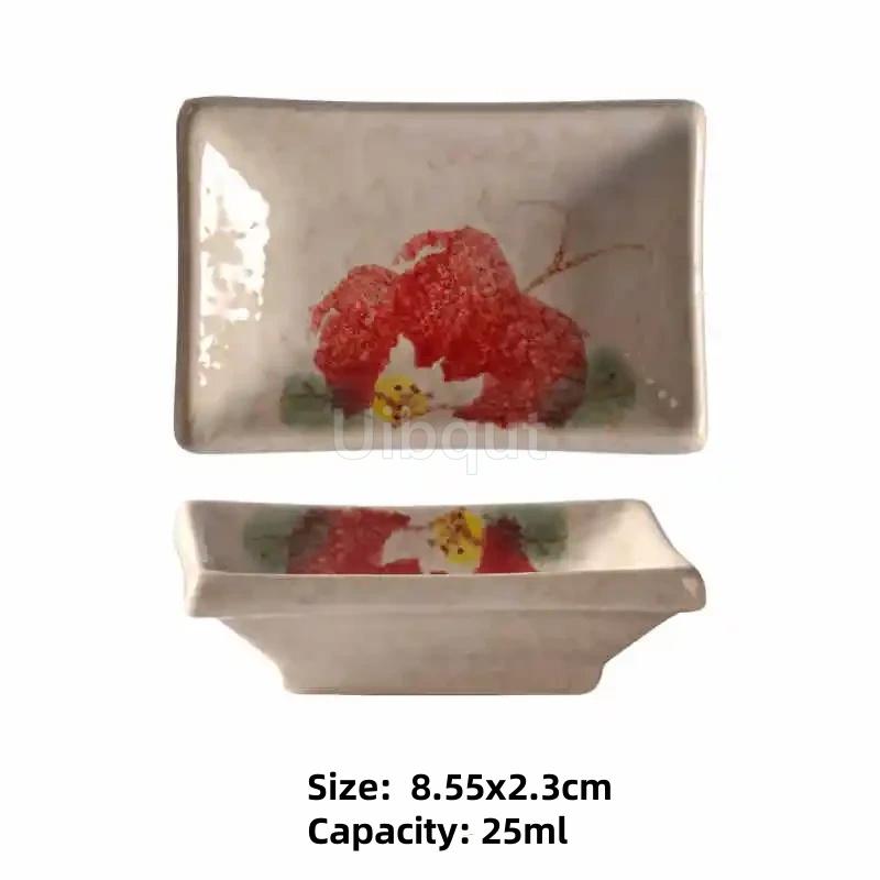 ceramic small square sauce dish Japanese style sushi dish flavoring sushi mustard plate soy sauce cherry blossom Pepper tray