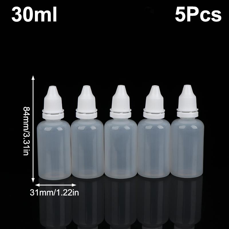 5Pcs Empty Plastic Dropper Bottles 3/5/10/15/20/30/50/100ml Squeezable Refillable for Paint Beauty Oil Ink Cosmetics Storage