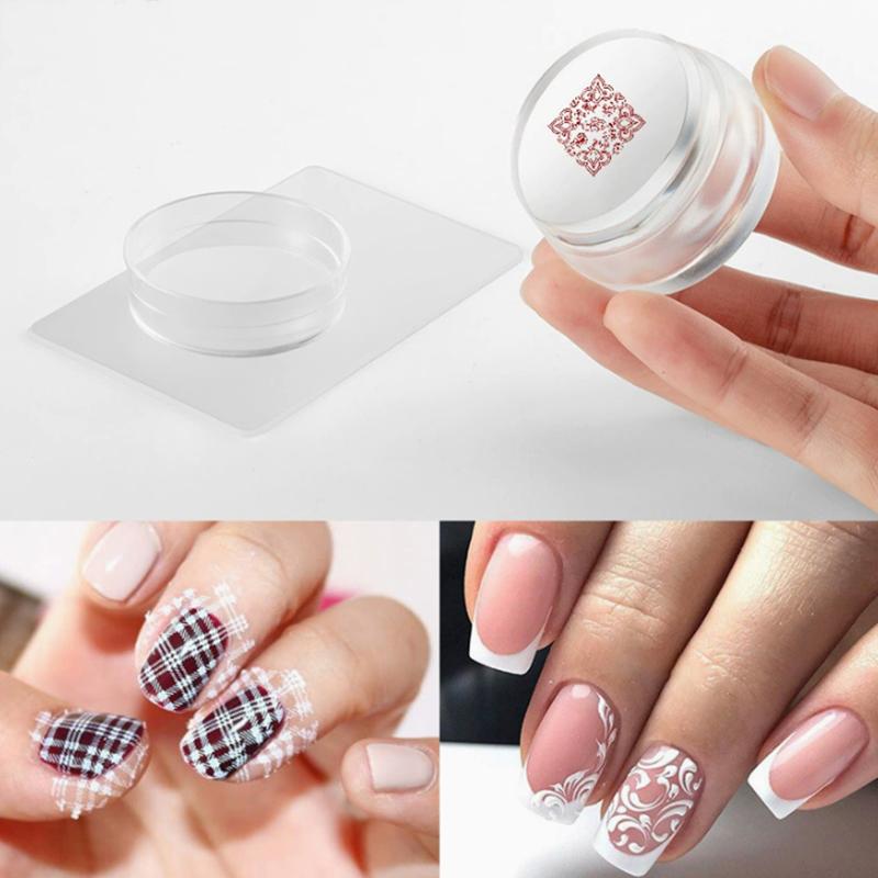 Silicone Nail Stamper Scraper Templates With Cap Clear Jelly Silicone Head Nail Stamp Scraper Stamping Polish Print Diy