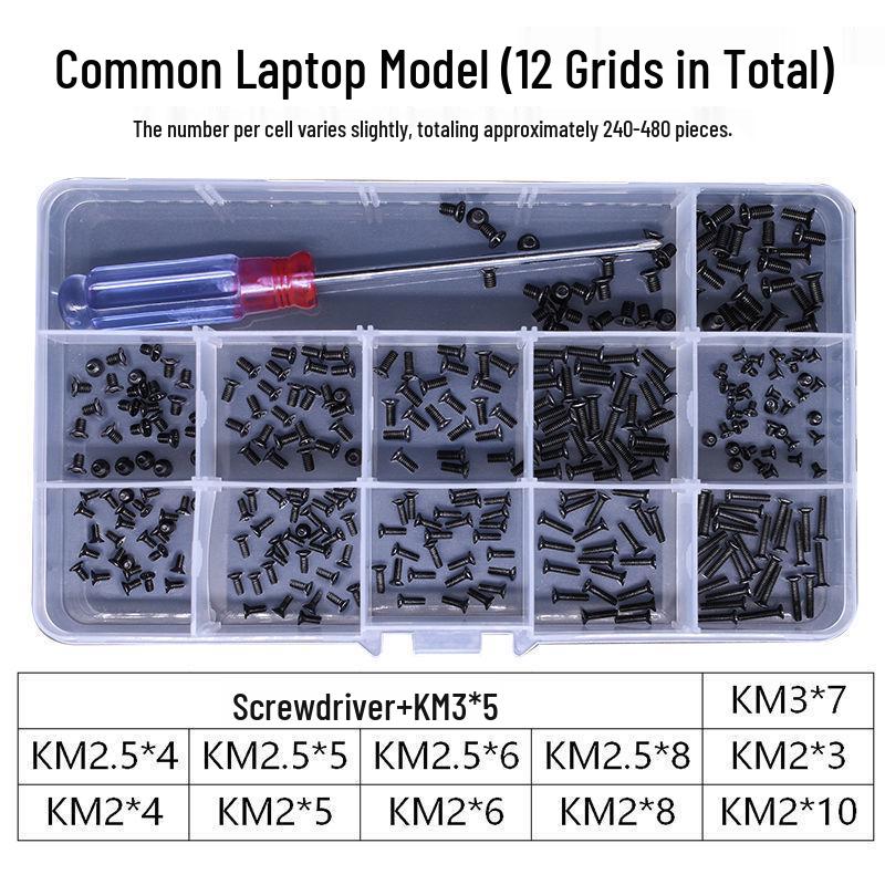Laptop & Desktop Repair Screw Set for Motherboard, Chassis, Hard Drive, and Back Cover Accessories.