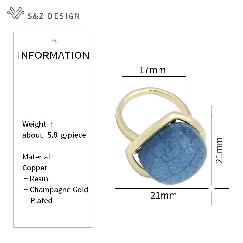 Moda champanhe ouro cor redimensionável anéis de resina quadrada para mulheres menina festa de casamento personalidade simples joias presente