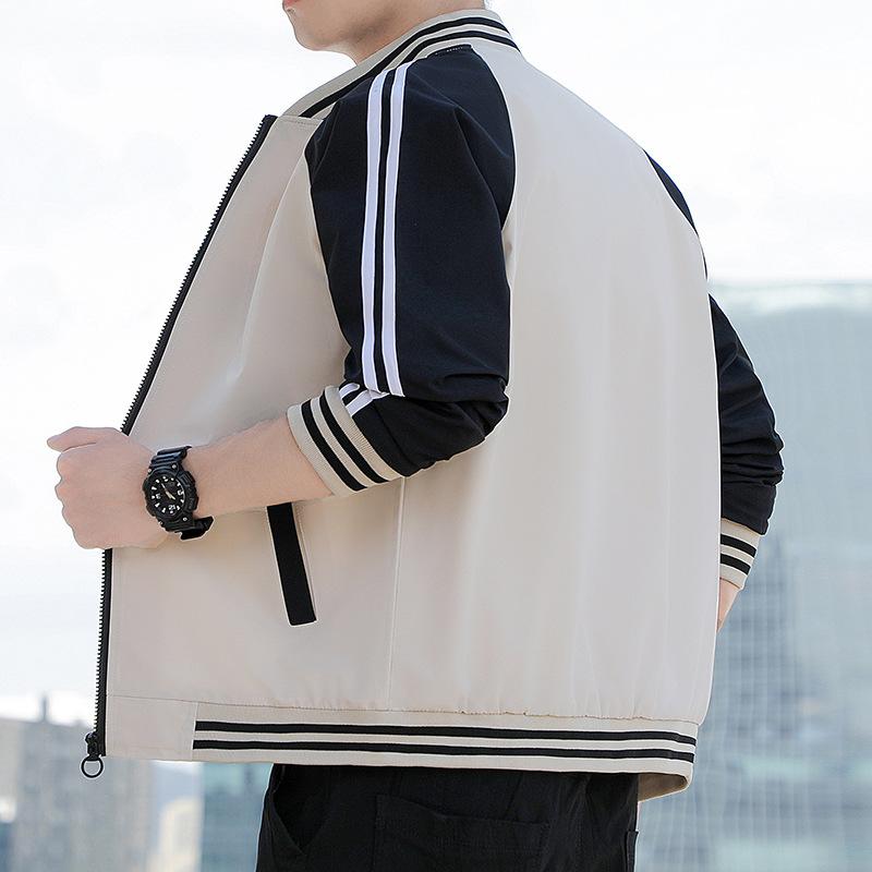 Jacket Men's Spring and Autumn New Fashion Stand-Up Collar Young Men's Large Size Jacket Three-bar Casual Jacket Men's Clothing