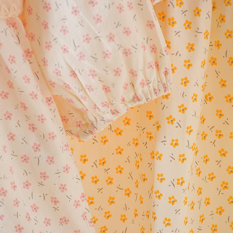 2 bucăți/set primăvară toamnă pentru copii mici fetițe rochie florală cu mâneci bufante rochii cu flori cu guler Peter Pan rochie plisată cu cardigan fără mâneci